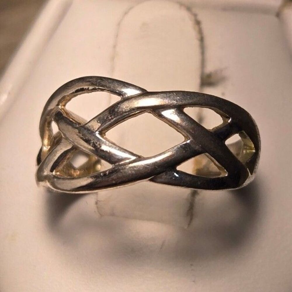 Woven Style vintage sterling silver ring sz 6.5